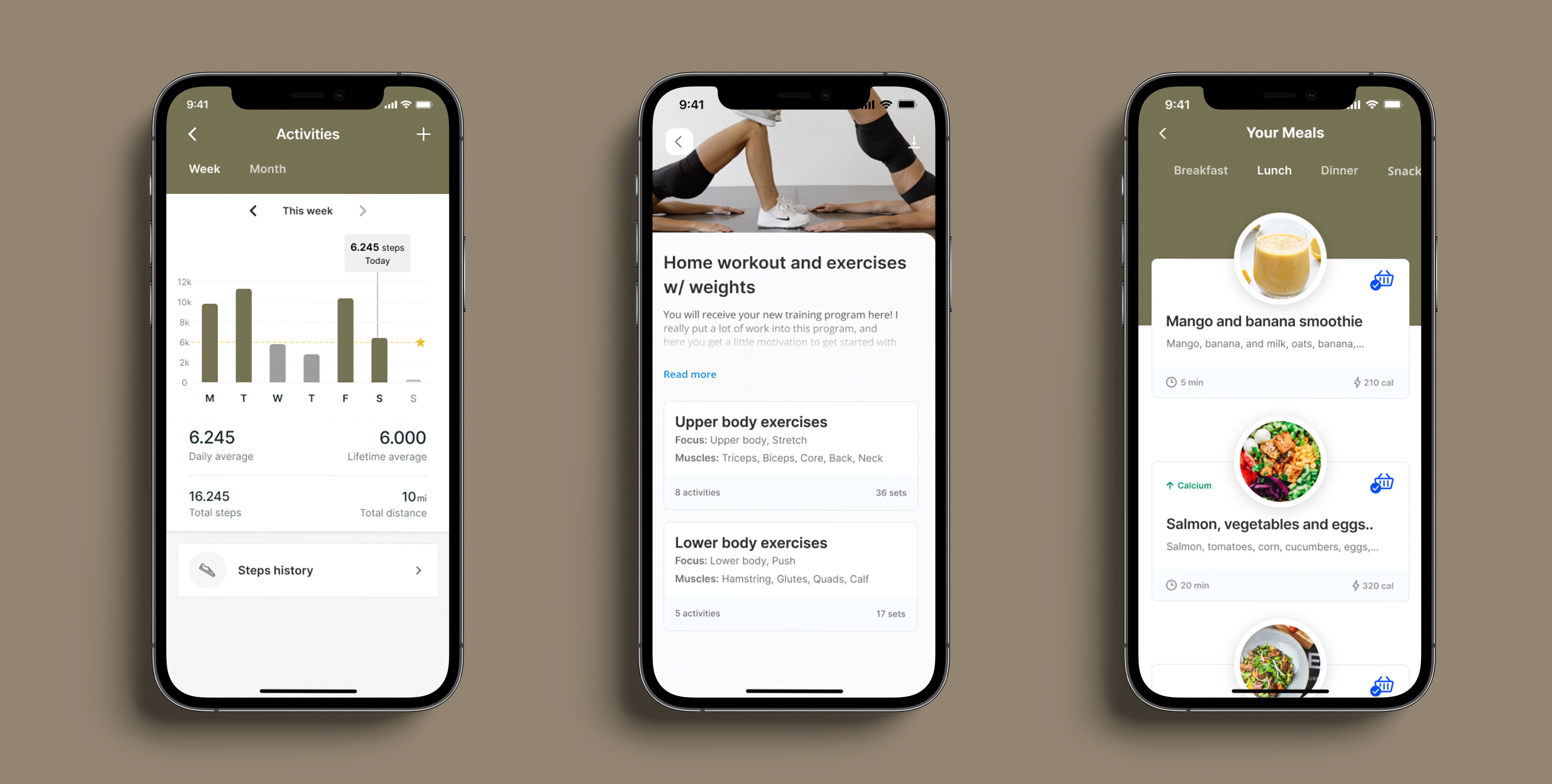 A mockup of the coaching app showcasing the different features.